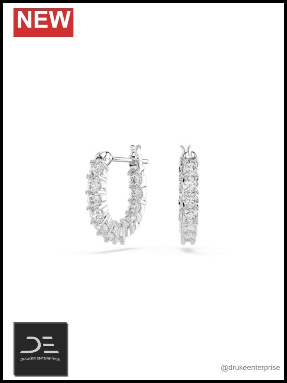 Swarovski Crystal Hoop Earrings Rhodium Plated Post